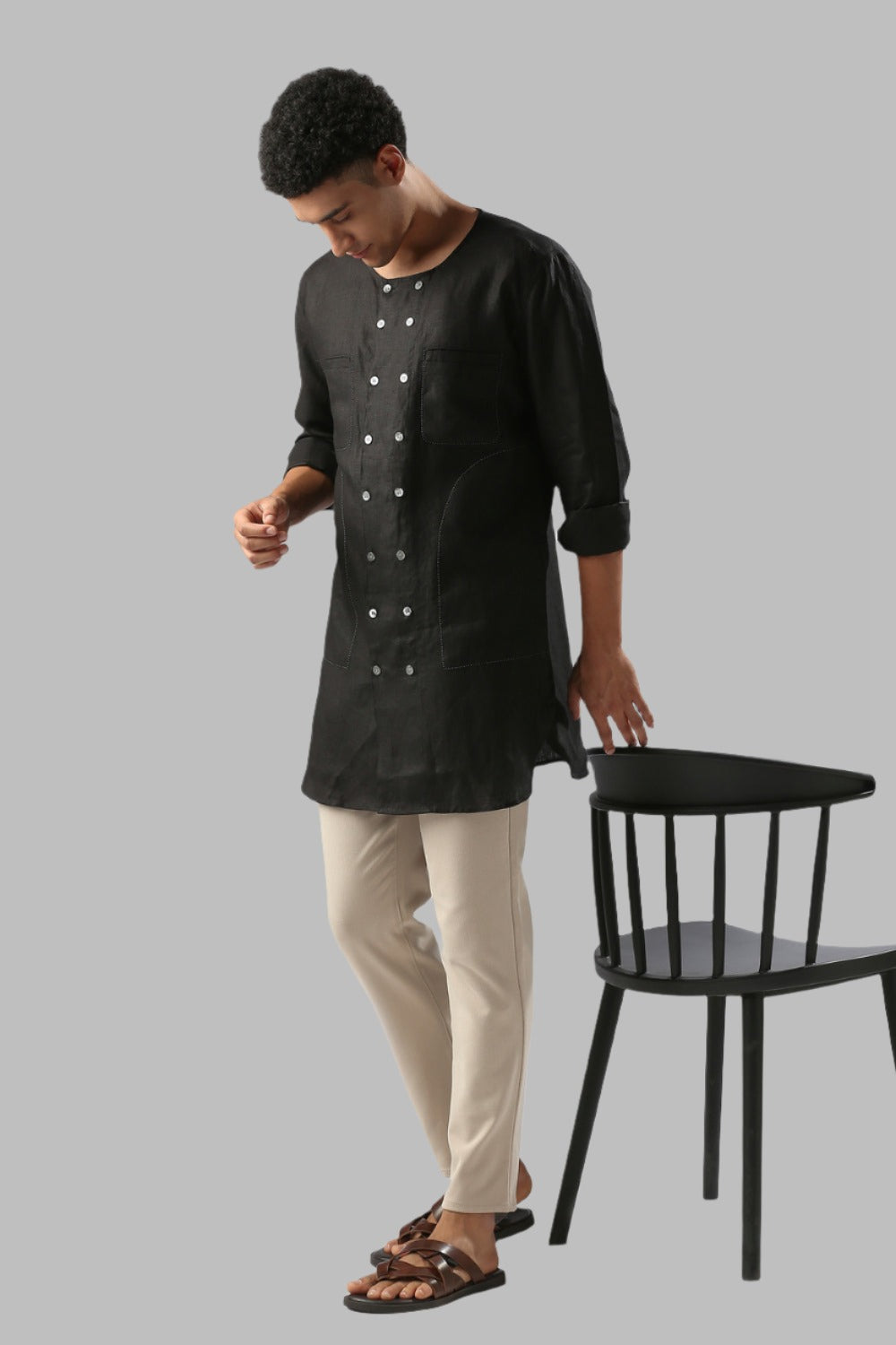 B. Label Ashoka Double Breasted Kurta for Men