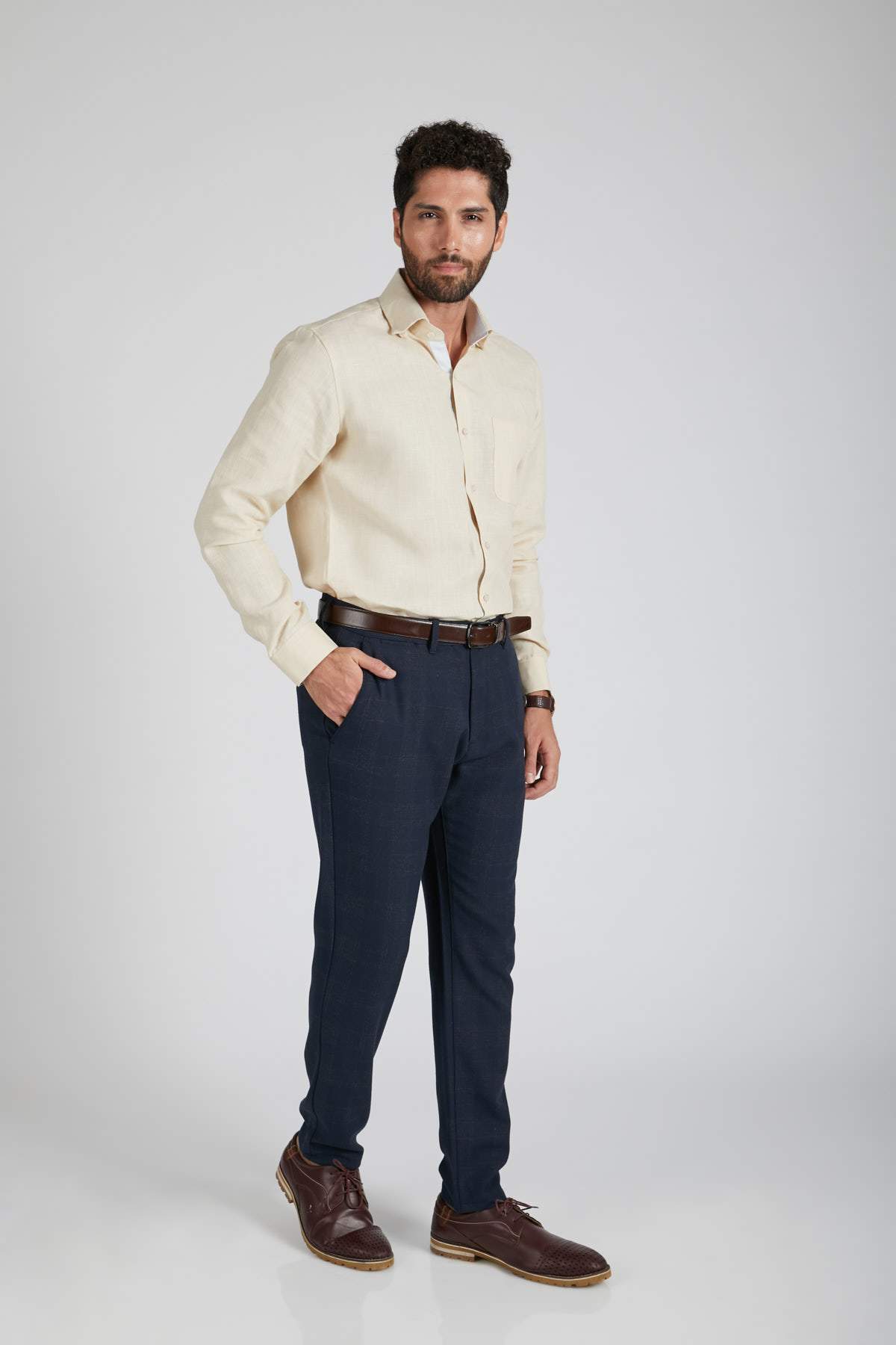 B. Label Breath Contrast Trim Shirt for Men