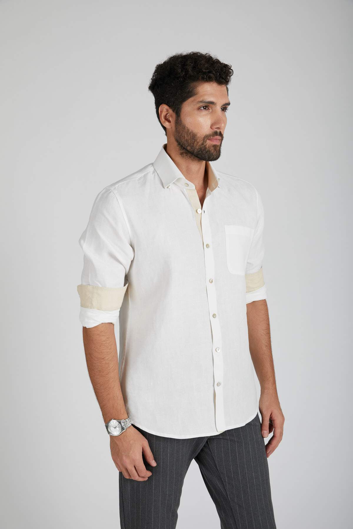 B. Label Breath Contrast Trim Shirt for Men