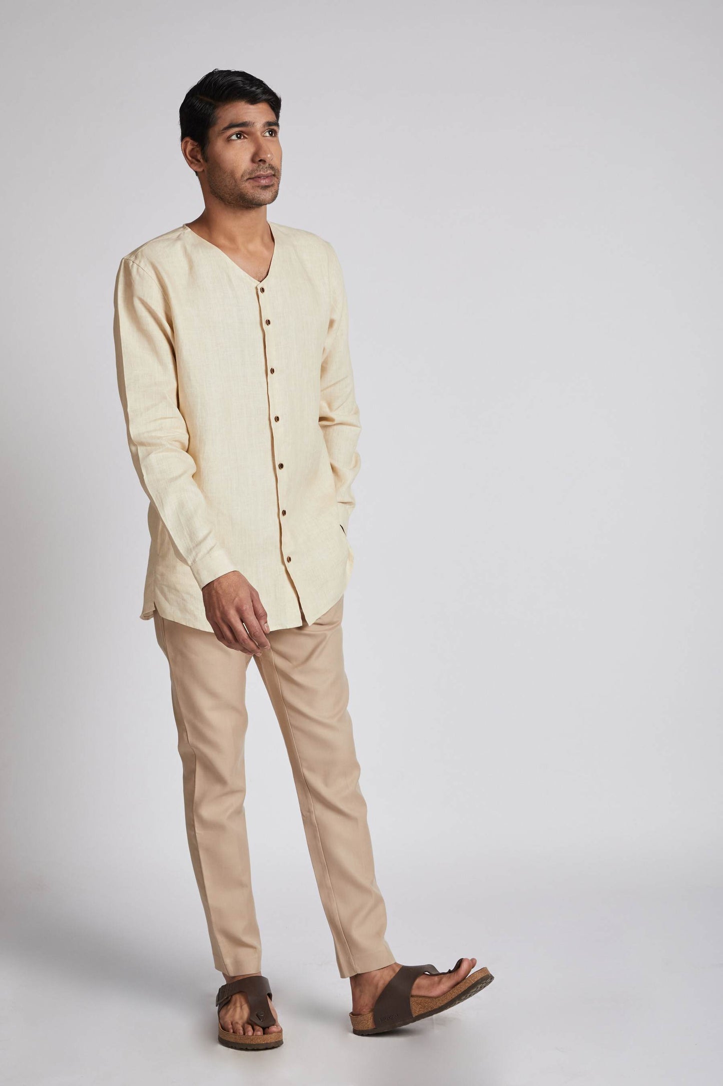 B. Label Crescent V neck Kurta for Men