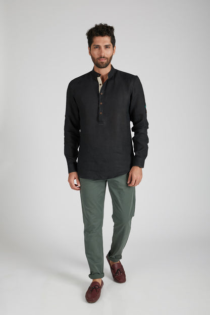 B. Label Earthen Mandarin Casual Shirt for Men