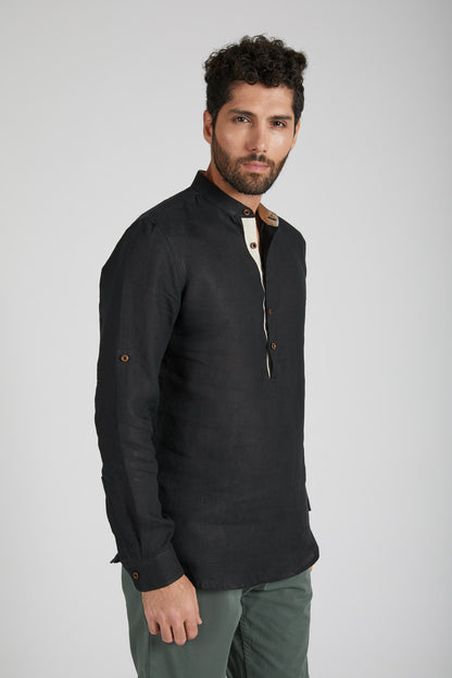 B. Label Earthen Mandarin Casual Shirt for Men