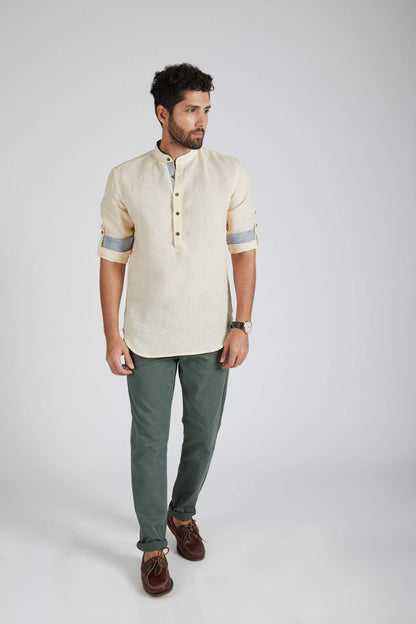 B. Label Earthen Mandarin Casual Shirt for Men