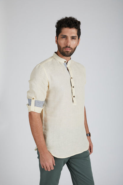 B. Label Earthen Mandarin Casual Shirt for Men