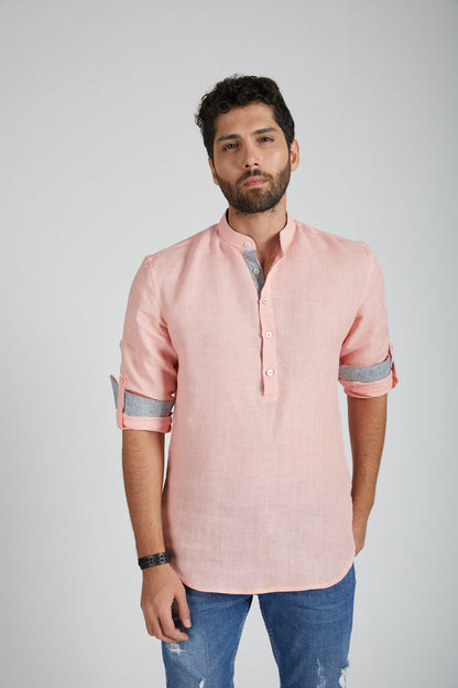 B. Label Earthen Mandarin Casual Shirt for Men