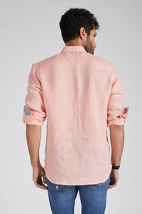 B. Label Earthen Mandarin Casual Shirt for Men