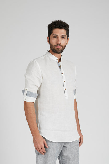 B. Label Earthen Mandarin Casual Shirt for Men