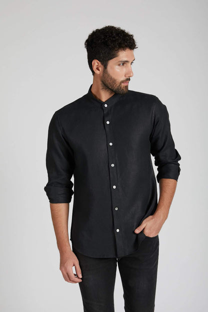 B. Label Origin Mandarin Collar Shirt for Men