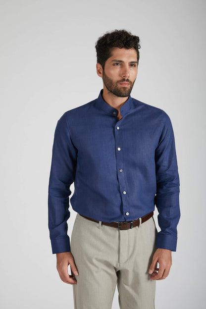 B. Label Origin Mandarin Collar Shirt for Men