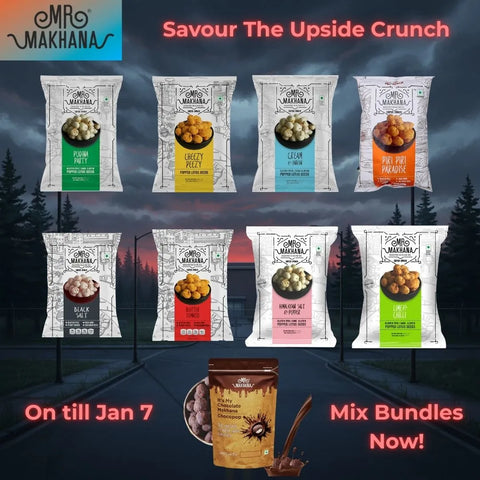 Mr Makhana Popped Lotus Seed Super SnackS (MIX FLAVOURS IN BUNDLE DISPLAY)