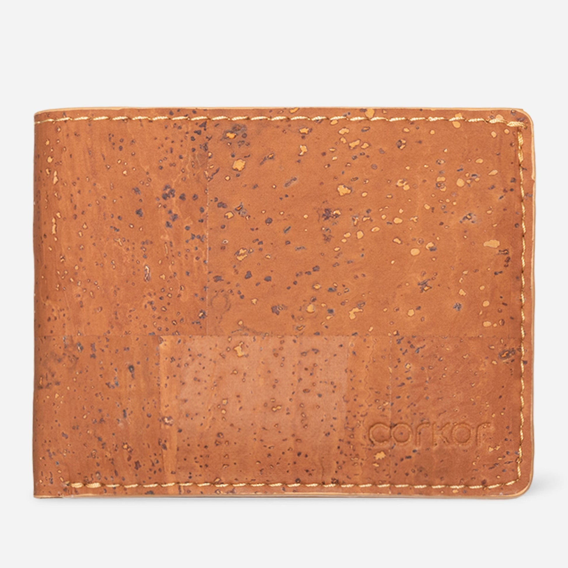 Vegan-Slim-Cork-Bifold-Wallet-Camel-Front_Front