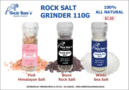 Uncle Ram's Himalayan Pink/Black Rock/Coarse Sea Salt Grinder 110g