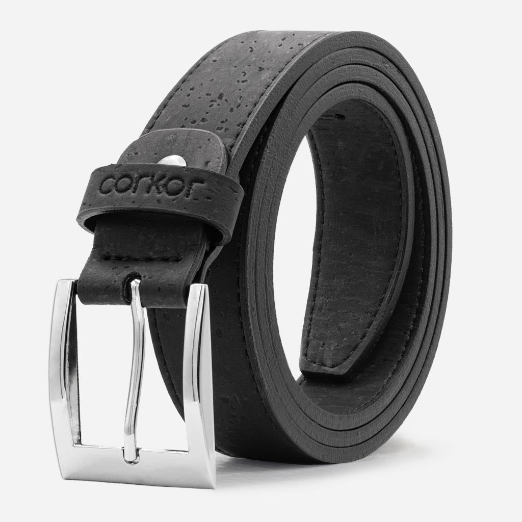 Black vegan cork belt for men.