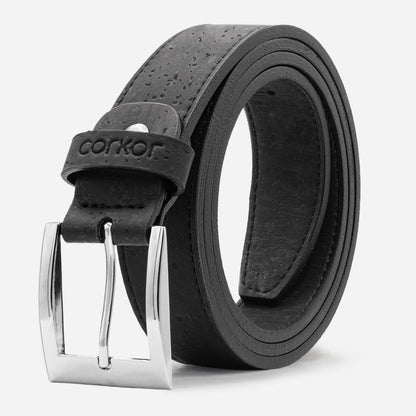 Black vegan cork belt for men.