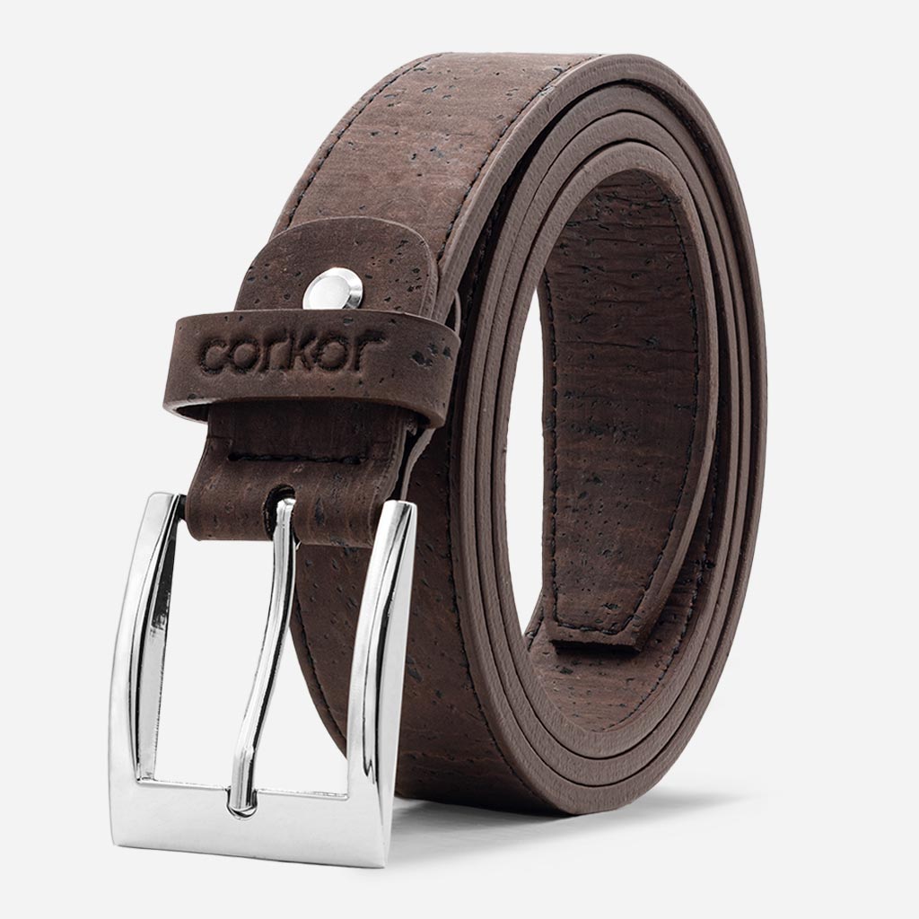 Brown vegan cork belt for men.