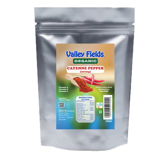Valley Fields Organic Cayenne Pepper 100g, 250g, 500g, 1kg