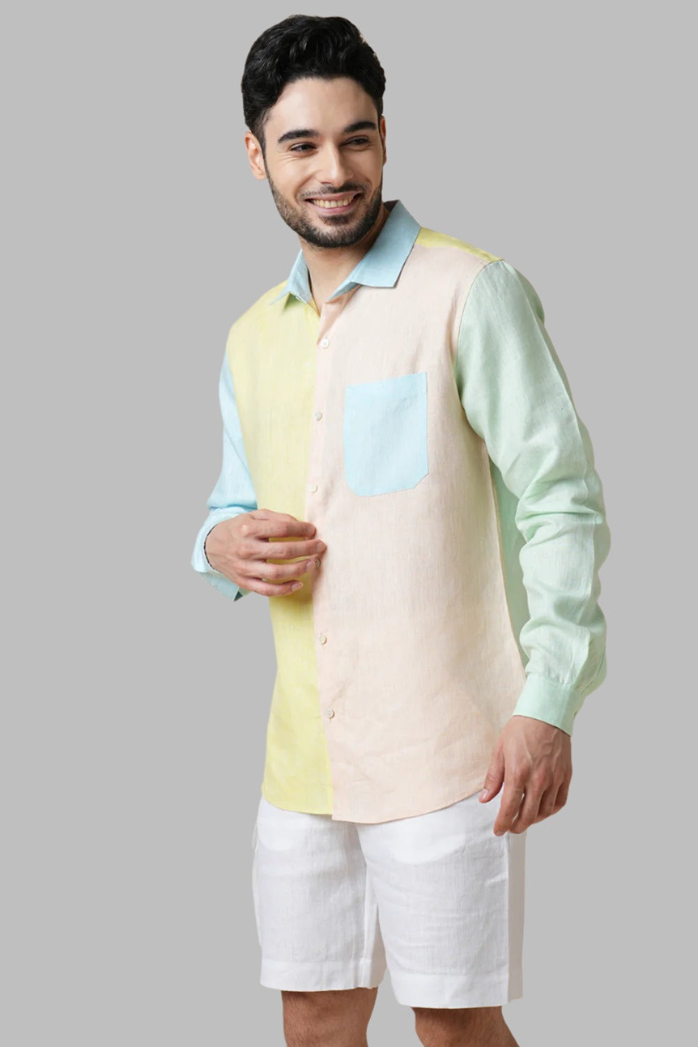 Spirit Shirt for Unisex is a symbol of modernity. This eye-catching color block shirt seamlessly combines multiple hues, creating a trendy and fashionable look. Made from 100% hemp, it features full sleeves and a front pocket. Machine wash or dry clean for easy care. Made to order for delivery in 5-8 days.