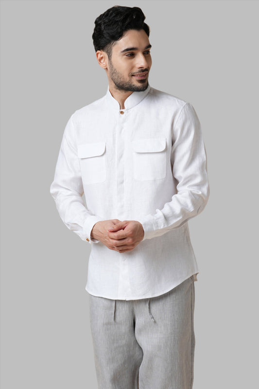 Celestial Shirt S by B Label is a sophisticated fusion of classic elegance and contemporary fashion. Made with 100% hemp, this mandarin collar shirt features full sleeves and two functional pockets. Style meets practicality in this timeless piece.