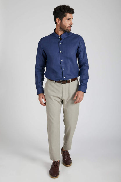 Origin Mandarin Collar Shirt S exudes confidence and style. Made with 100% hemp, this shirt features a concealed placket and full sleeves. Look sharp and feel comfortable. Ideal for any occasion. Machine wash or dry clean for easy maintenance. Delivery timeline: 5-8 days. Made to order.