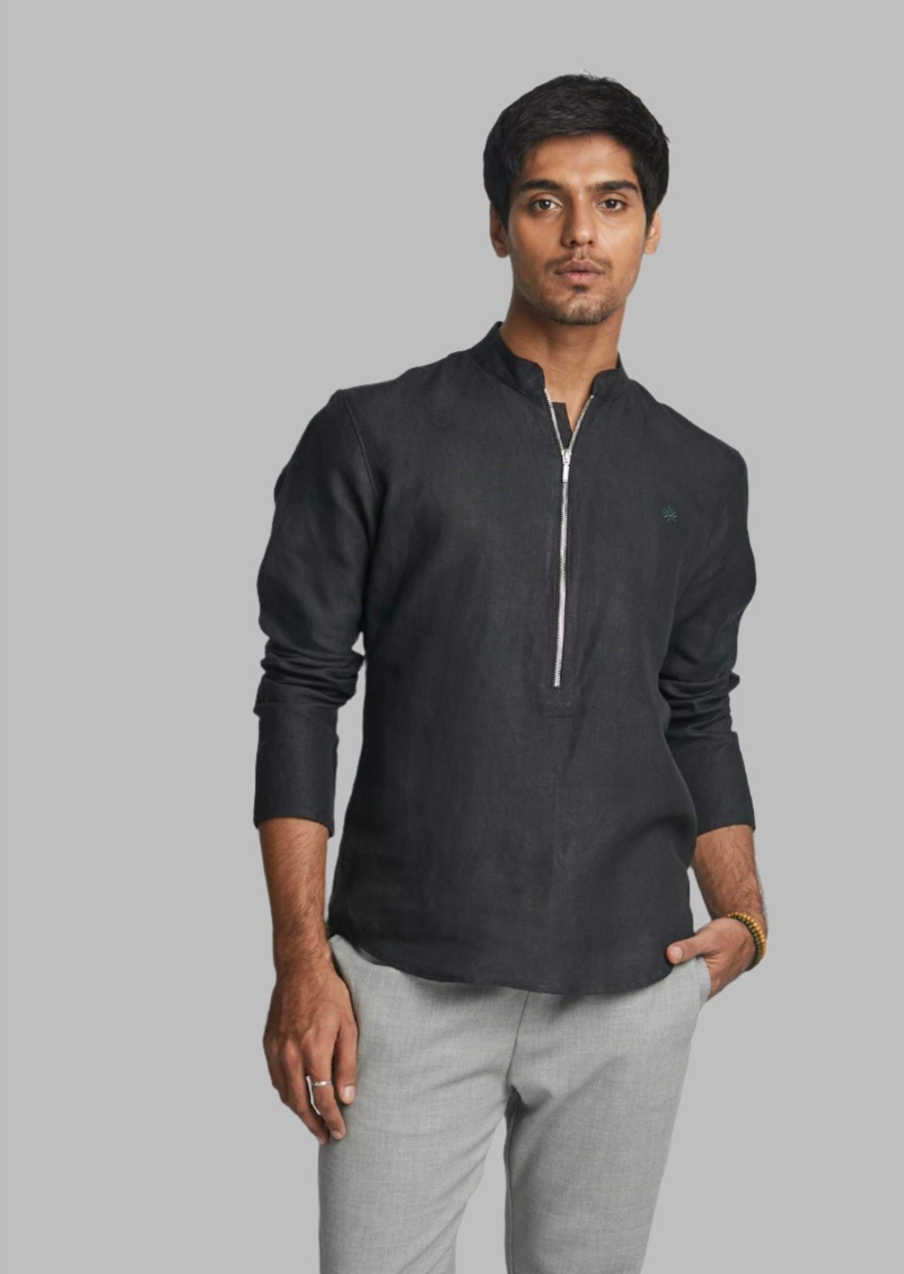 "B Label Zeal Zipper Shirt S features a unique sporty design with a zipper down the middle. Made with 100% hemp, this shirt offers full sleeves for added style. Machine wash or dry clean for easy care. Get ready to make a statement with this fashionable and comfortable shirt."