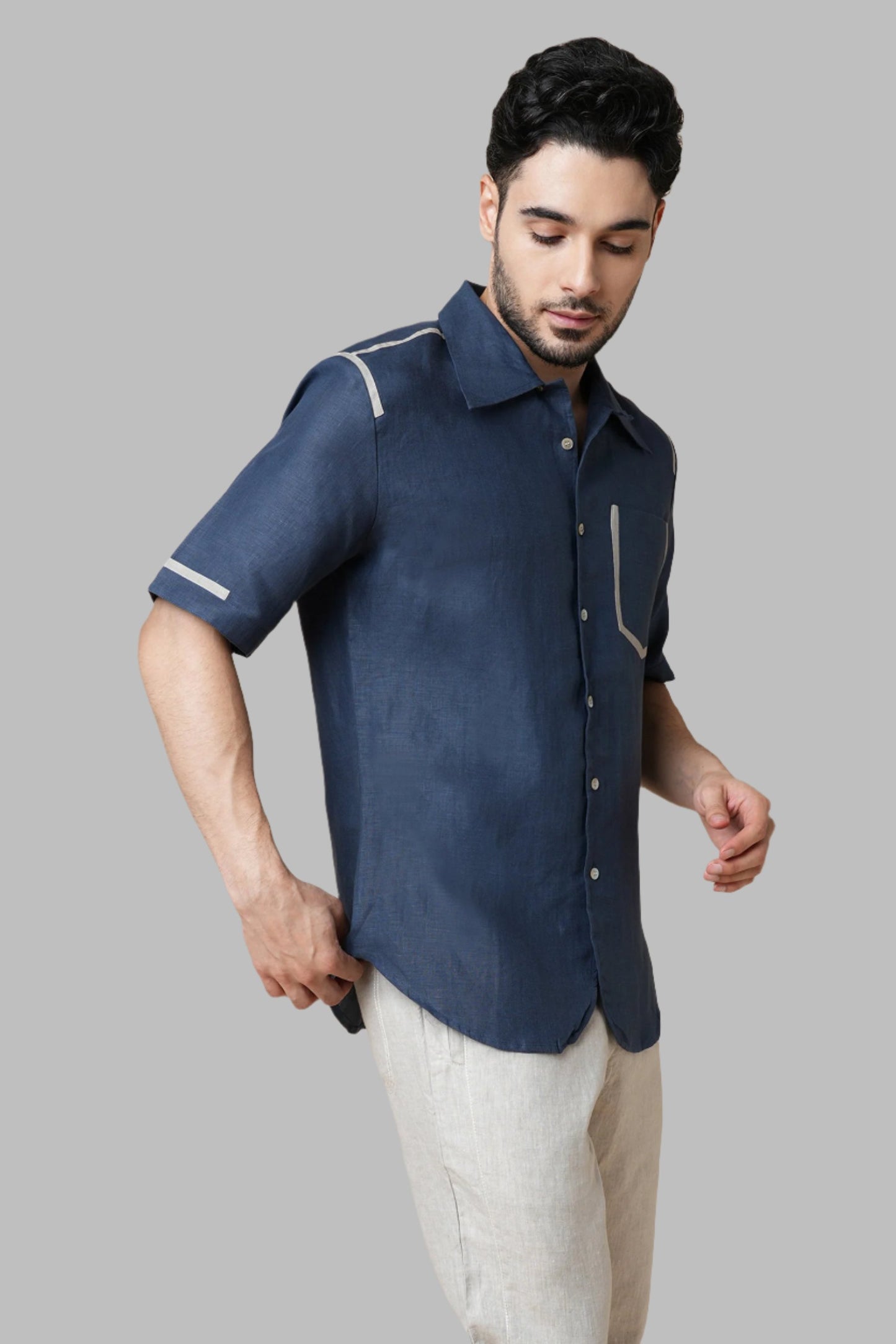 B. Label Palm Resort Collar Shirt for Men