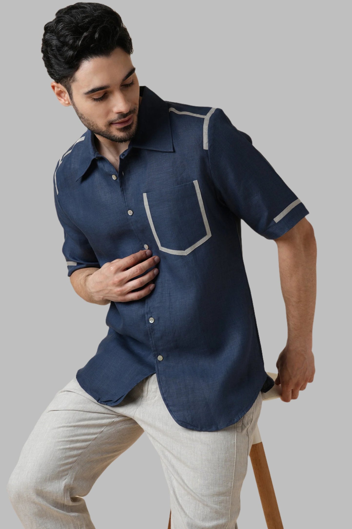 B. Label Palm Resort Collar Shirt for Men